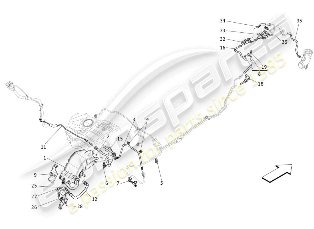 maserati levante gts (2020) fuel vapour recirculation system part diagram