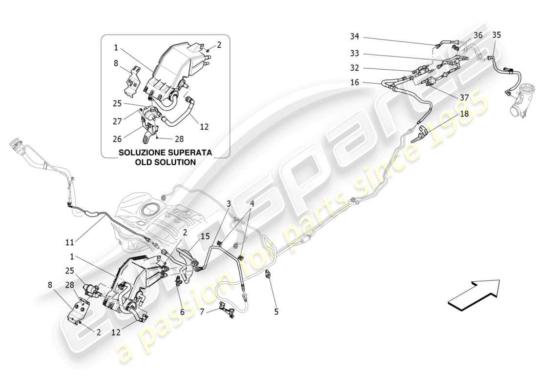 maserati levante modena s (2022) fuel vapour recirculation system part diagram