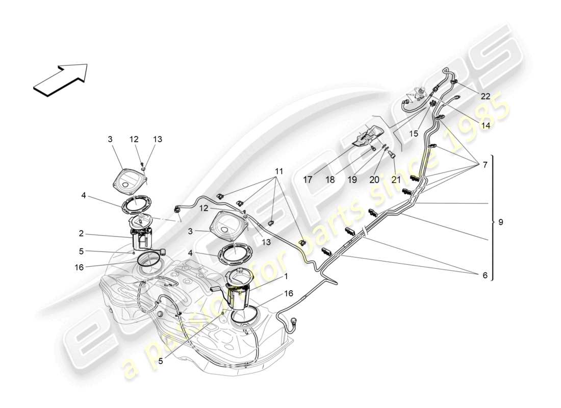 maserati quattroporte (2018) fuel pumps and connection lines part diagram