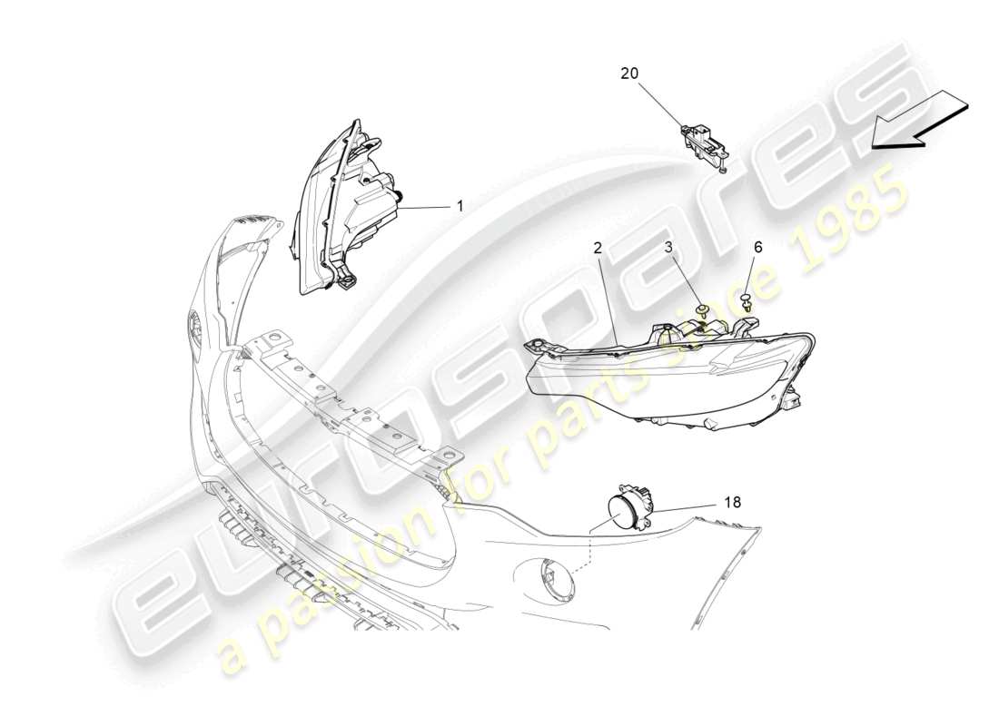 maserati levante trofeo (2020) headlight clusters part diagram