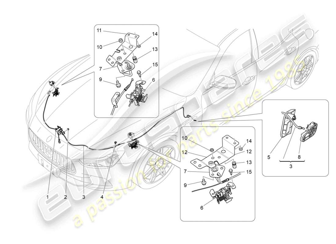 maserati ghibli (2016) front lid opening button part diagram