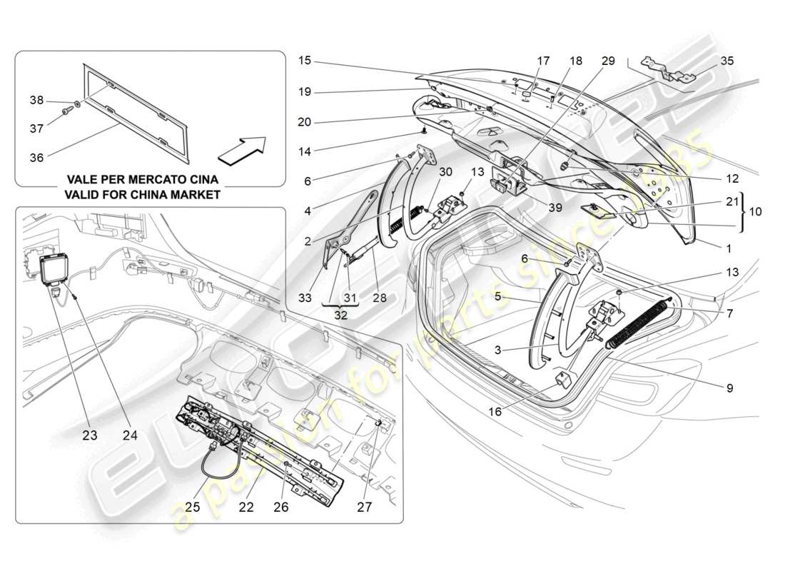 maserati ghibli (2017) rear lid part diagram