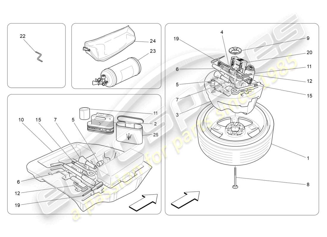 maserati quattroporte (2018) standard provided part diagram