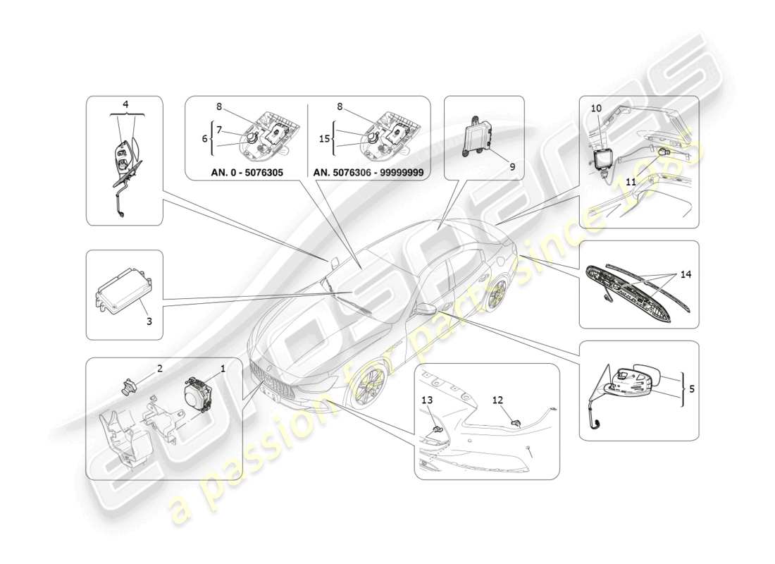 maserati ghibli (2017) drive assistance system part diagram