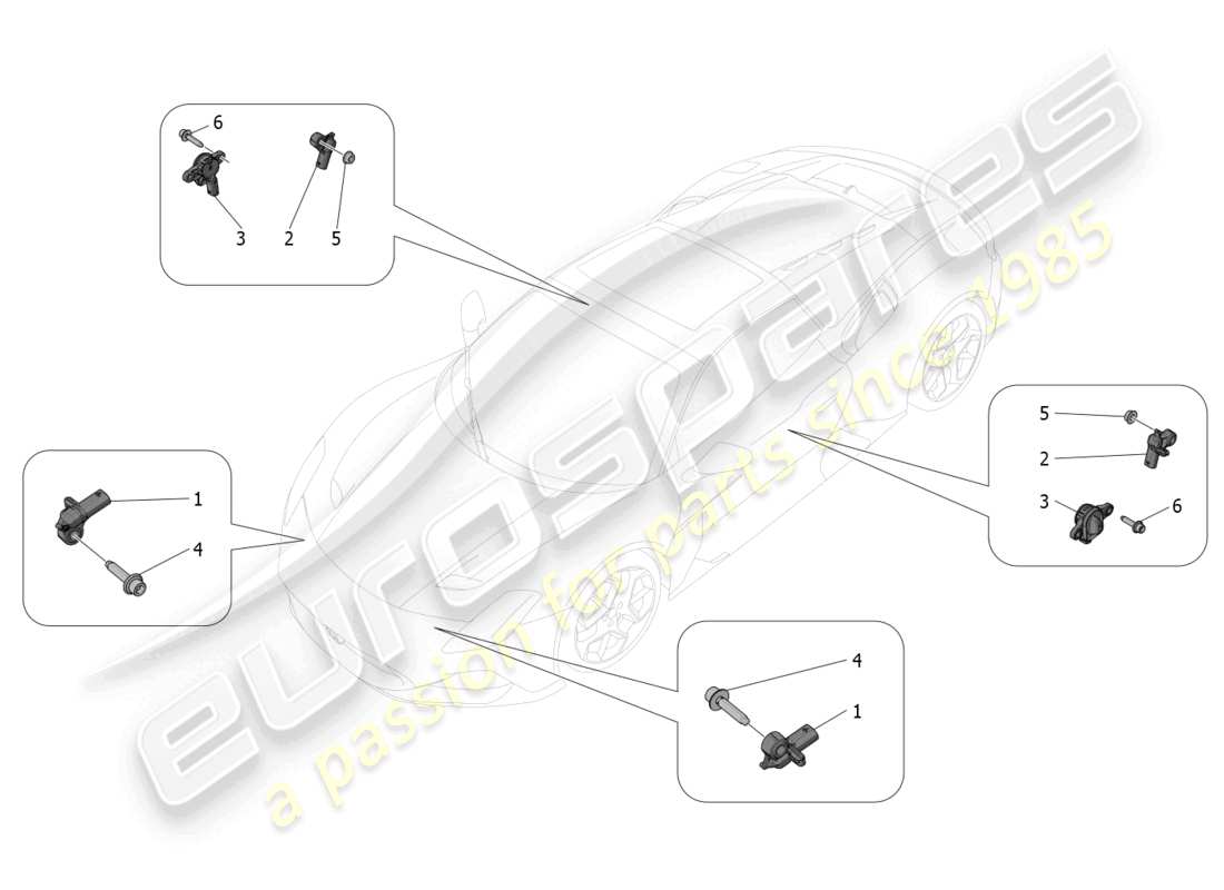 maserati mc20 cielo (2023) crash sensors part diagram