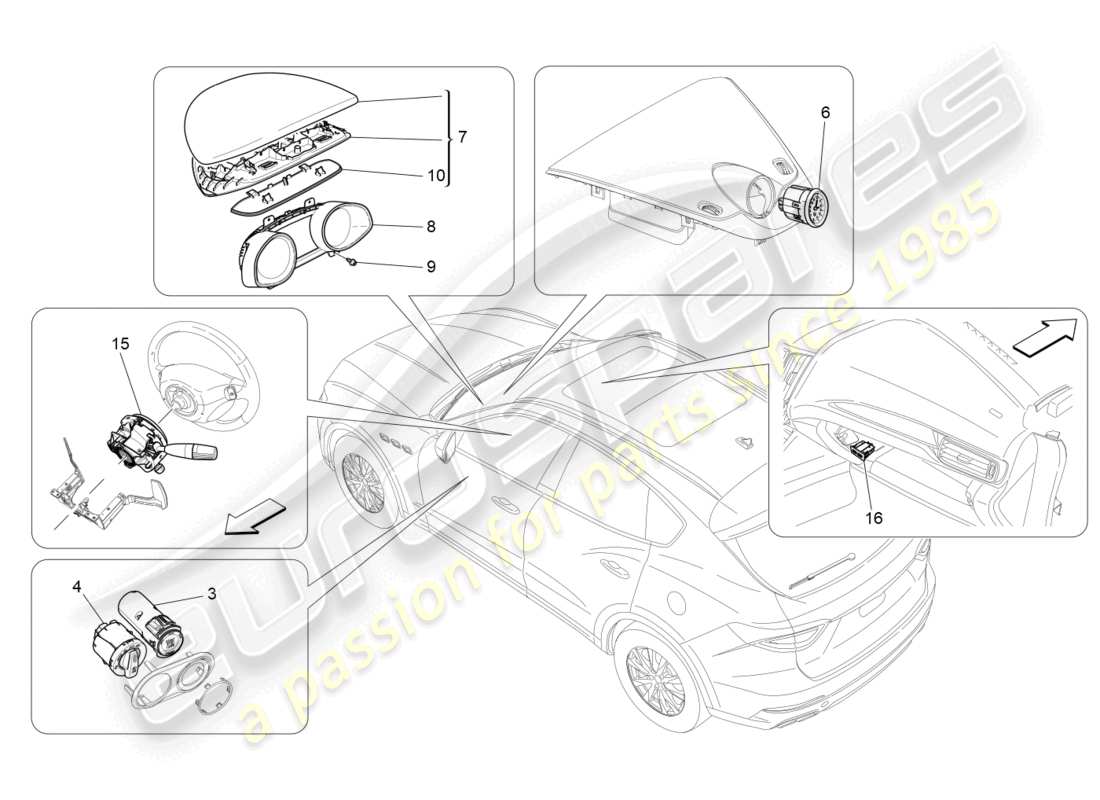 maserati levante gts (2020) dashboard devices part diagram