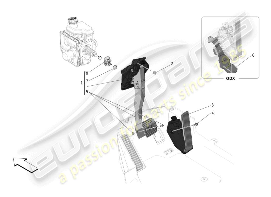 maserati mc20 cielo (2023) complete pedal board unit part diagram