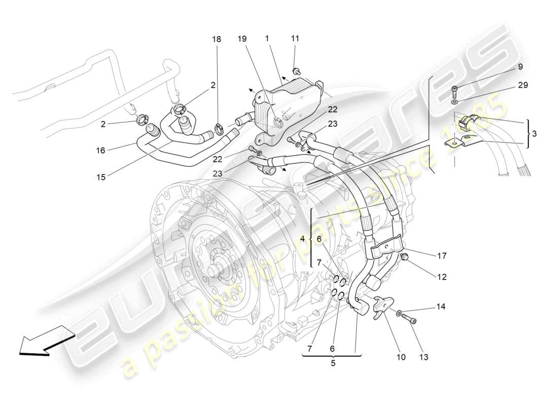 maserati levante modena s (2022) lubrication and gearbox oil cooling part diagram