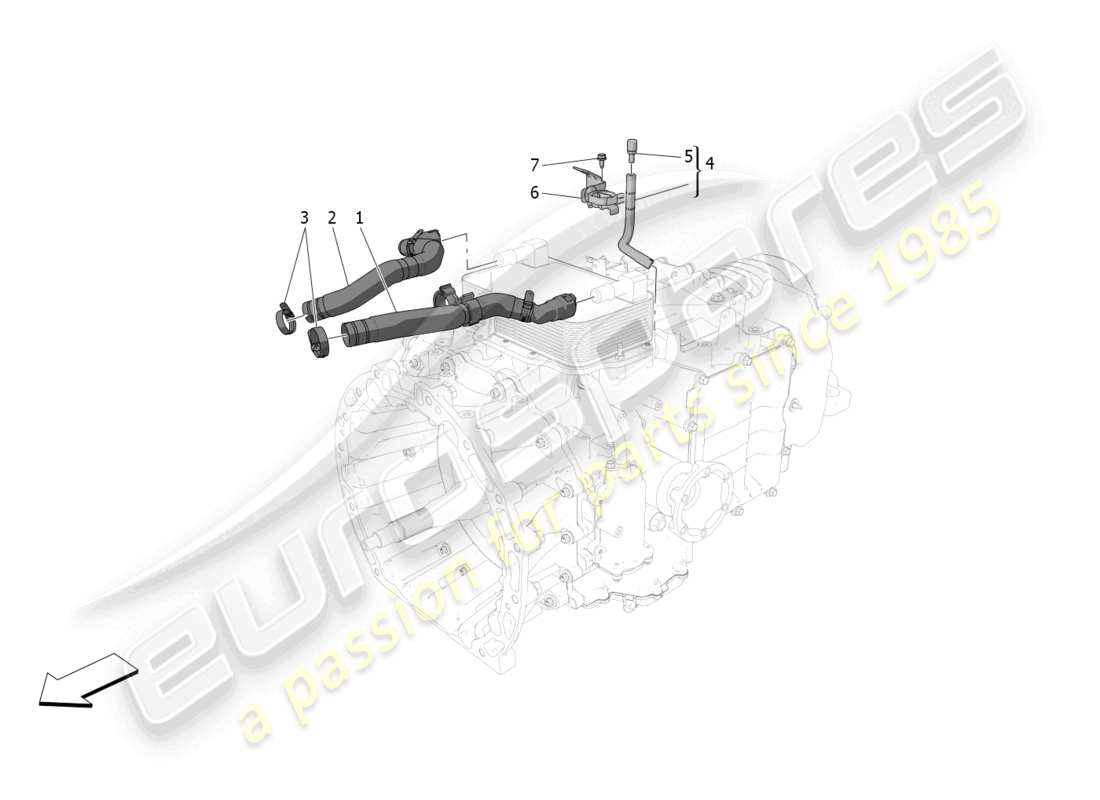 maserati mc20 cielo (2023) lubrication and gearbox oil cooling part diagram