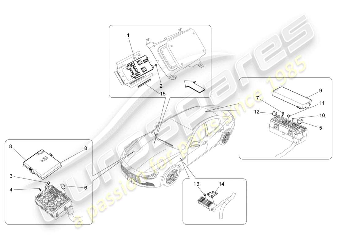 maserati ghibli (2016) relays, fuses and boxes part diagram