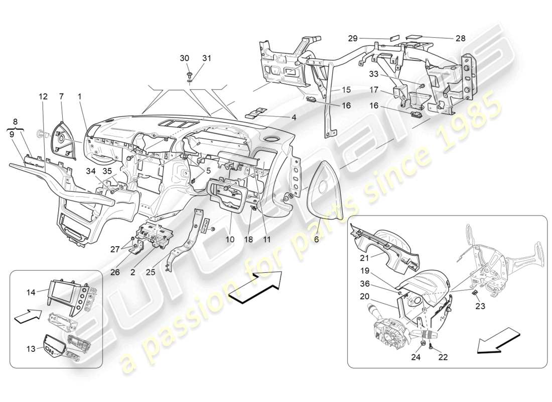 maserati grancabrio mc (2013) dashboard unit part diagram