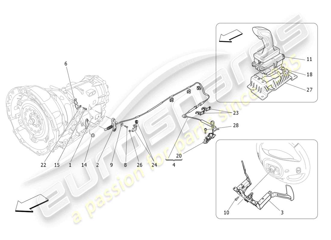 maserati levante tributo (2021) driver controls for automatic gearbox part diagram