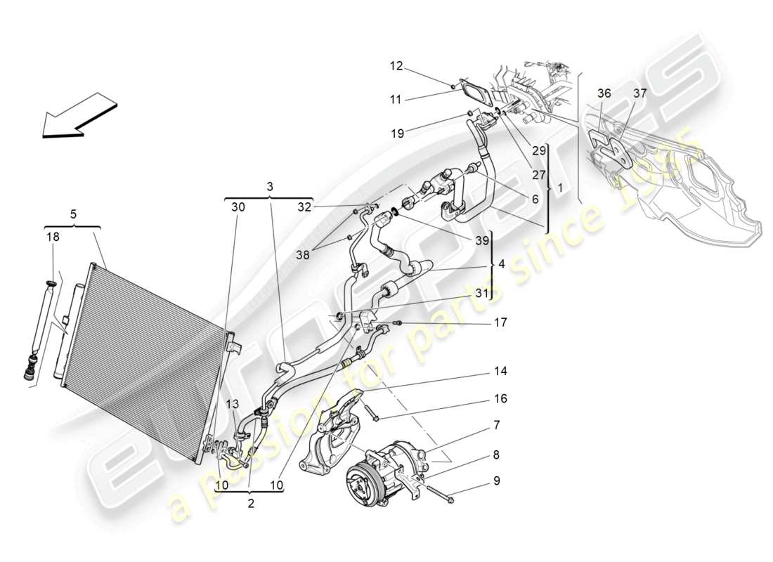 maserati levante (2019) a/c unit: engine compartment devices part diagram