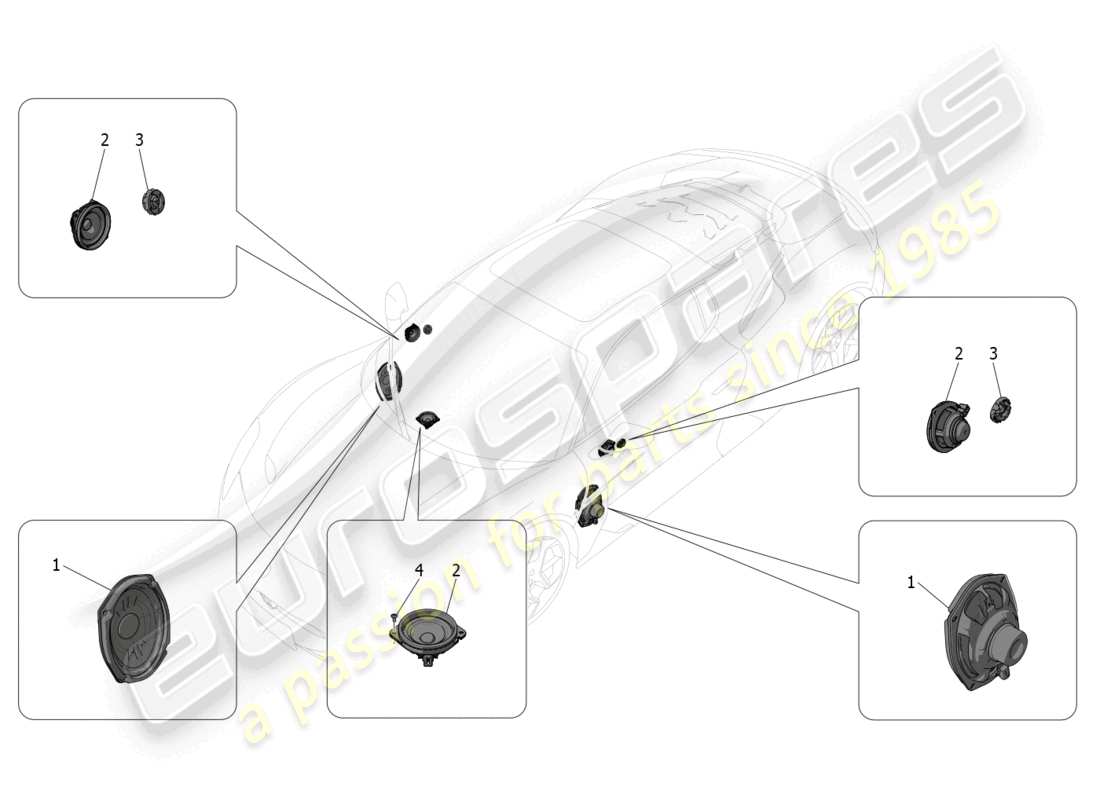 maserati mc20 (2023) sound diffusion system part diagram