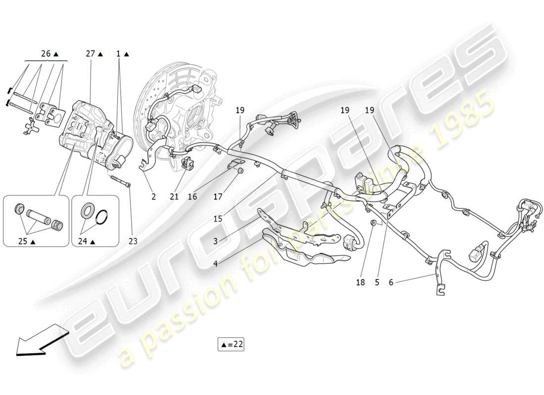 maserati ghibli fragment (2022) parking brake part diagram