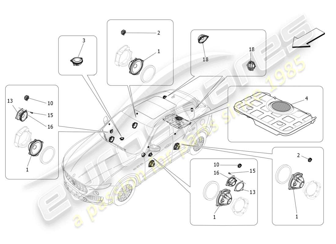 maserati levante tributo (2021) sound diffusion system part diagram