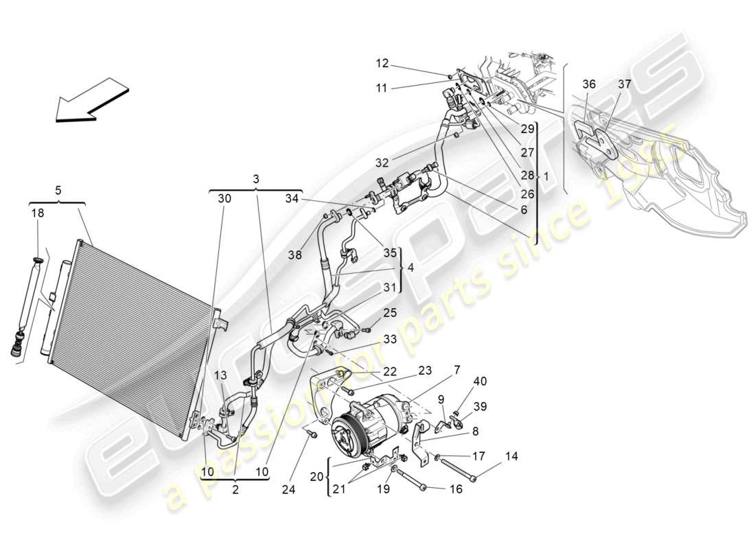 maserati levante (2017) a/c unit: engine compartment devices part diagram