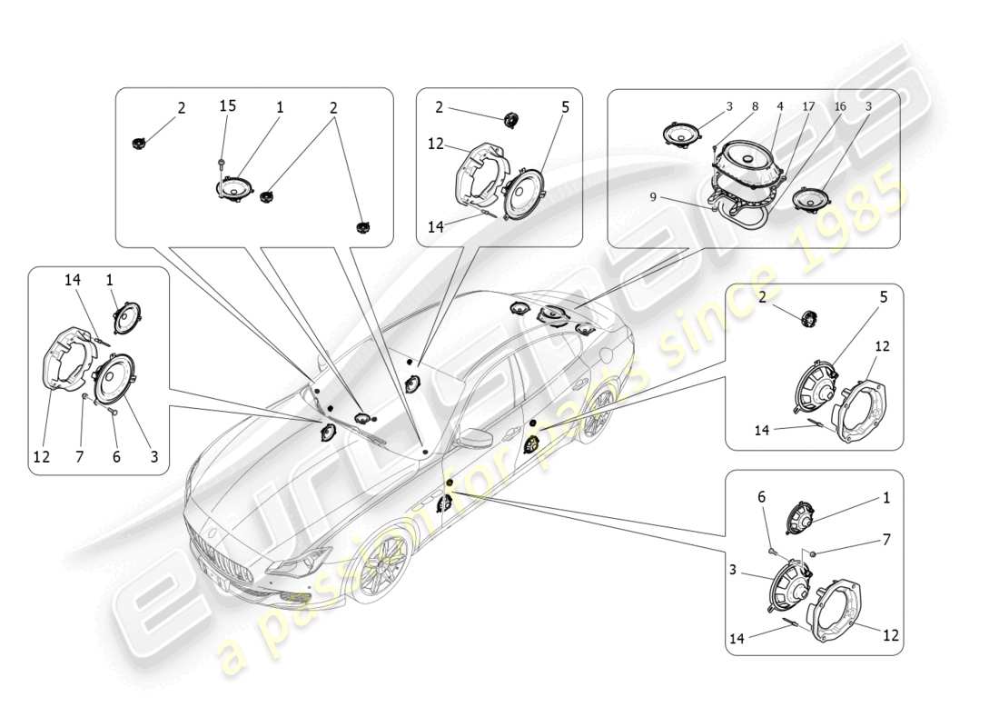 maserati quattroporte (2018) sound diffusion system part diagram