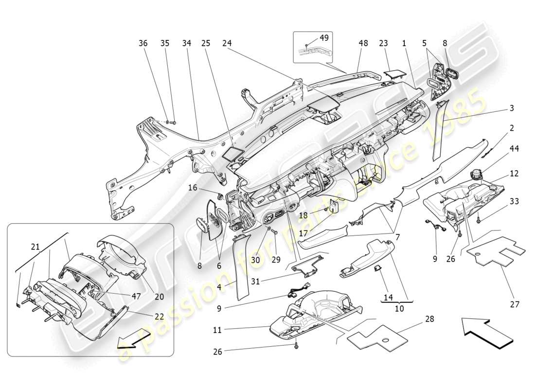 maserati quattroporte (2018) dashboard unit part diagram