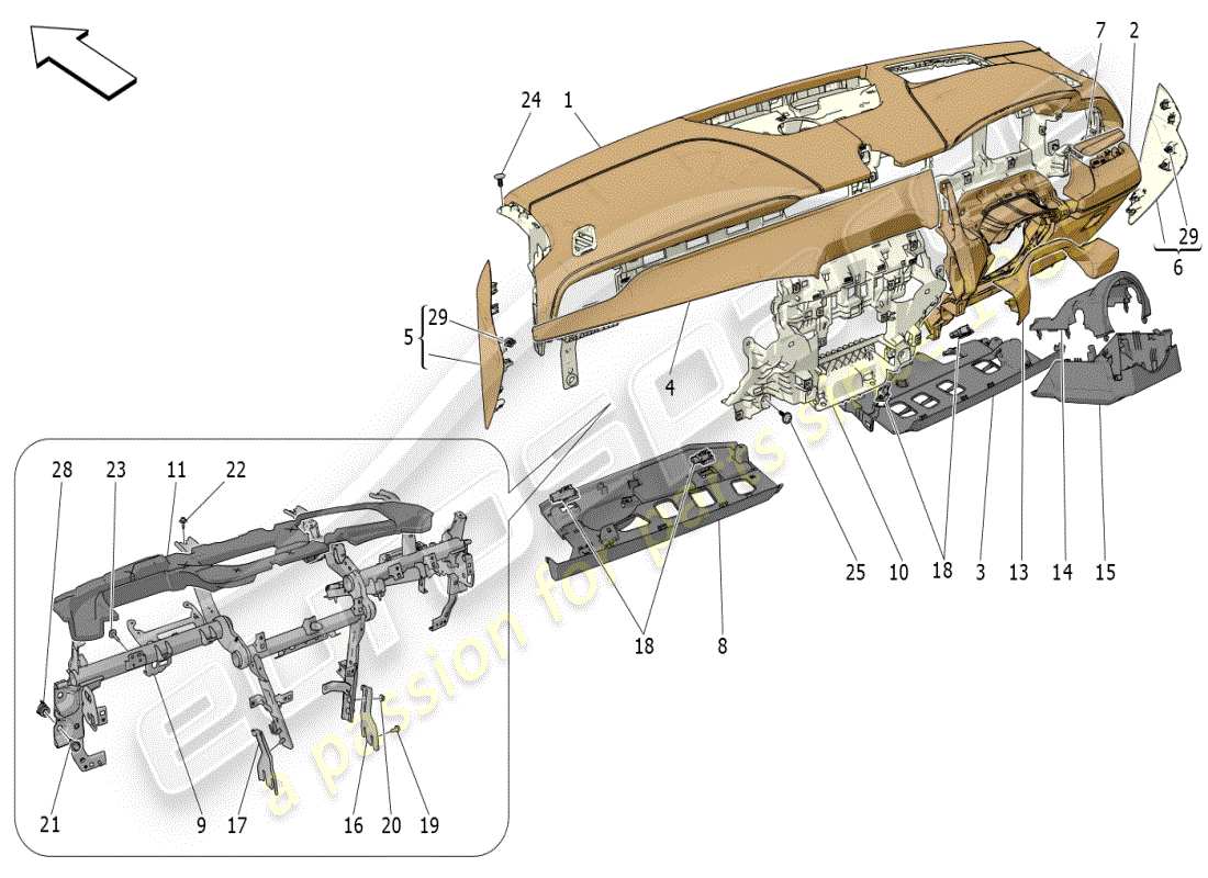 maserati grecale modena (2023) dashboard unit parts diagram