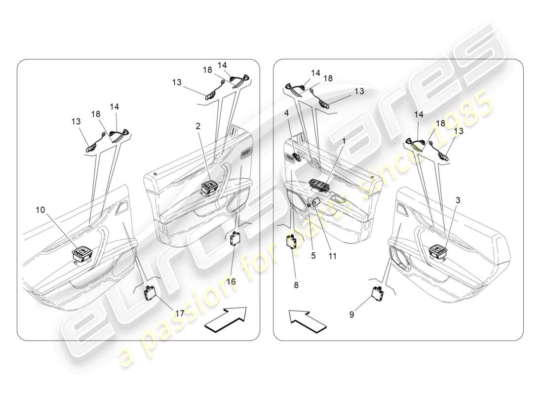 maserati ghibli (2015) door devices part diagram