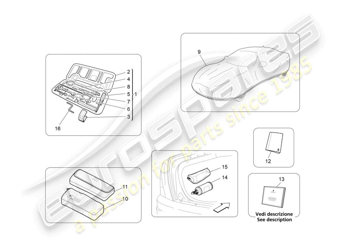 maserati grancabrio mc (2013) standard provided part diagram