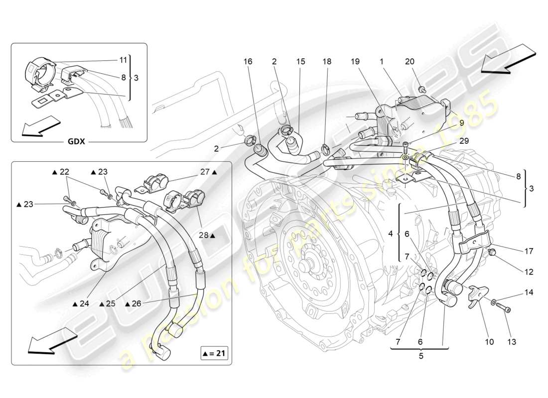 maserati quattroporte (2018) lubrication and gearbox oil cooling part diagram