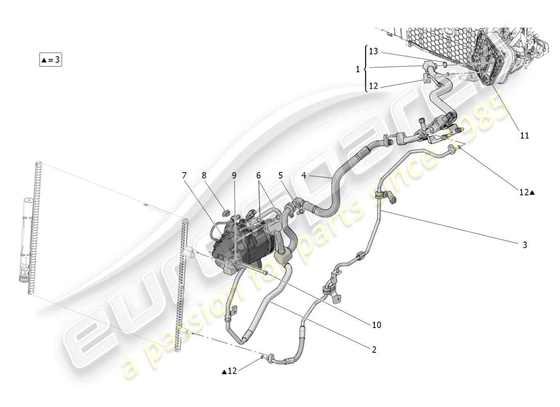 maserati grecale trofeo (2023) a/c unit: engine compartment devices part diagram