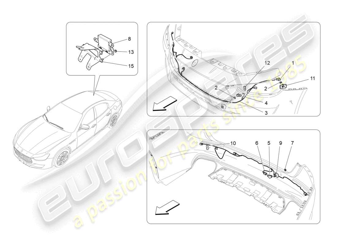 maserati ghibli (2018) parking sensors part diagram