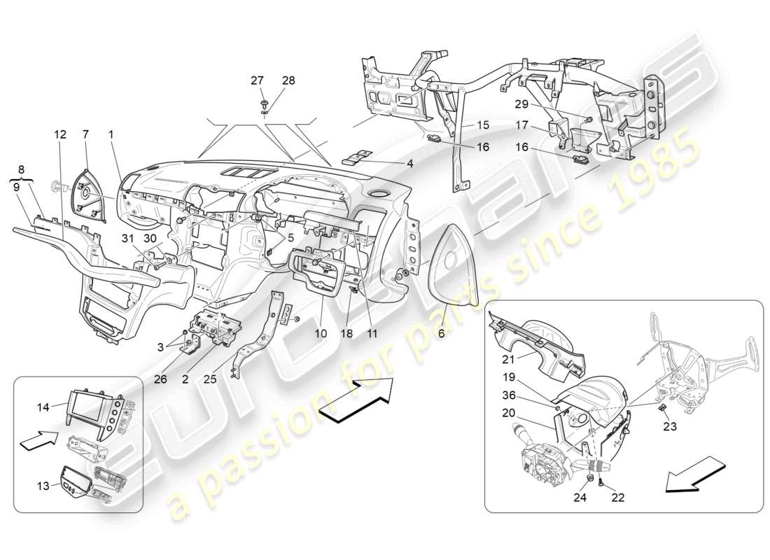 maserati granturismo mc stradale (2012) dashboard unit part diagram