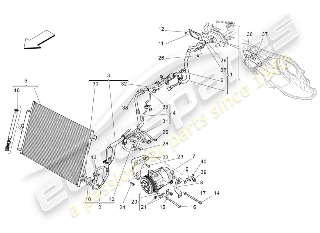 maserati levante (2020) a/c unit: engine compartment devices part diagram