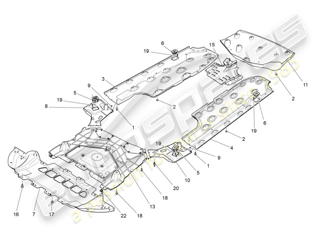 maserati ghibli (2017) underbody and underfloor guards part diagram