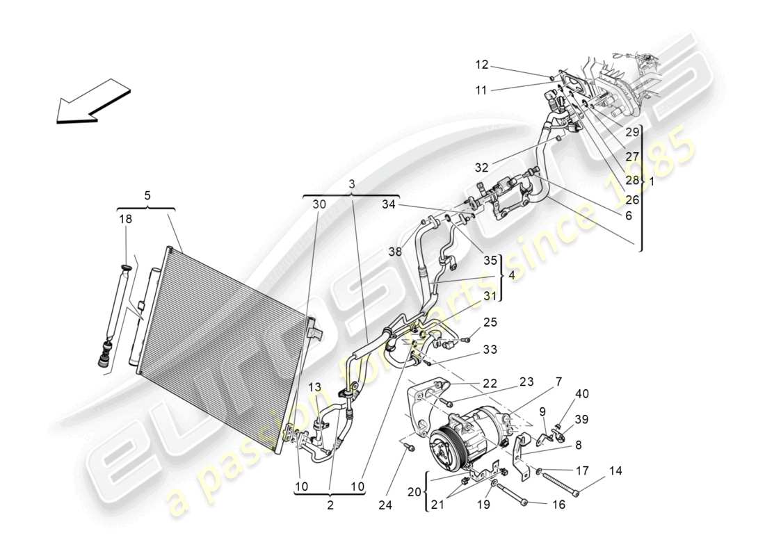 maserati quattroporte (2018) a/c unit: engine compartment devices part diagram