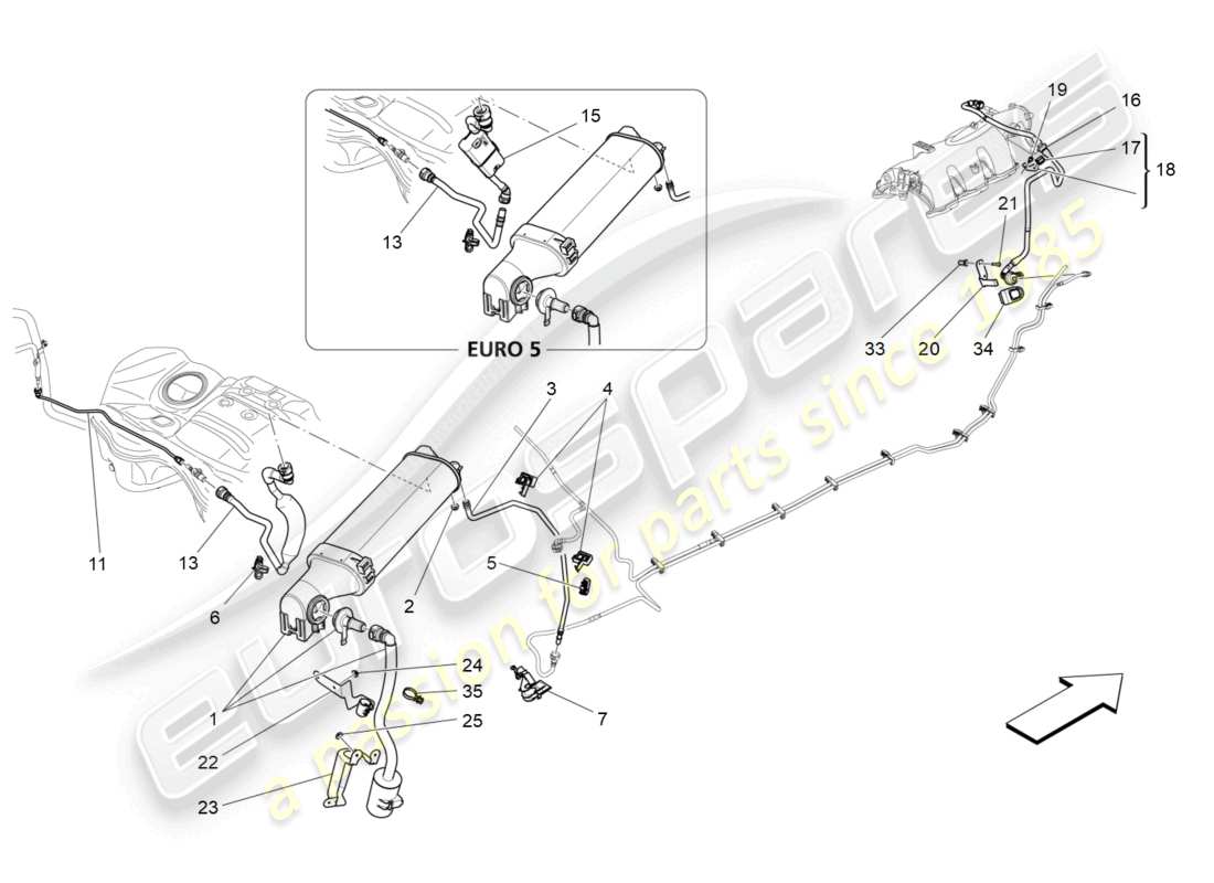 maserati ghibli (2016) fuel vapour recirculation system part diagram