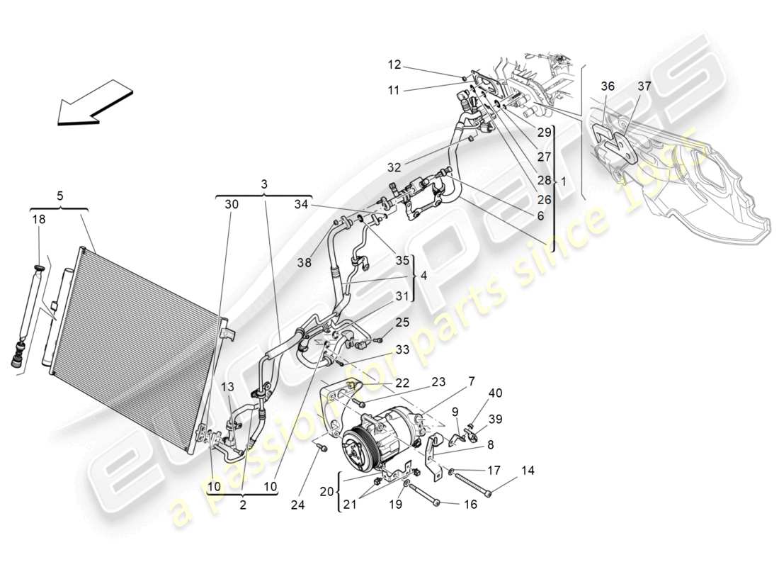 maserati levante (2020) a/c unit: engine compartment devices part diagram