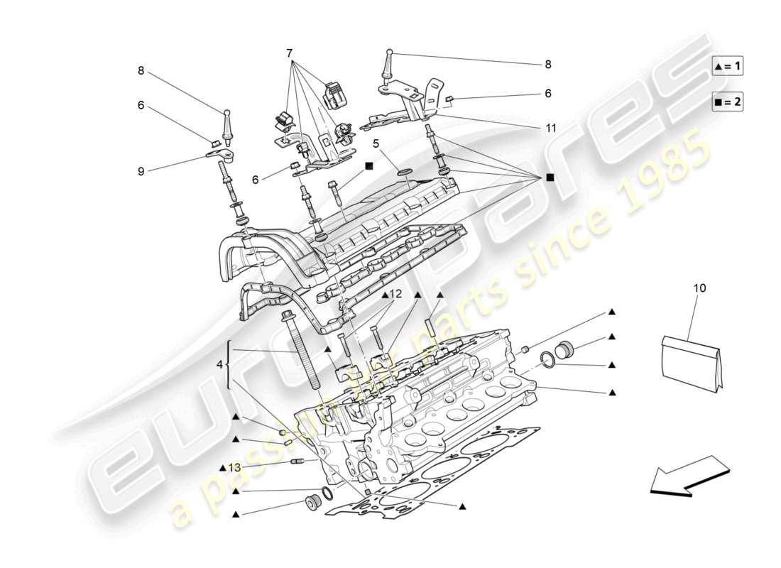 maserati levante (2017) rh cylinder head parts diagram