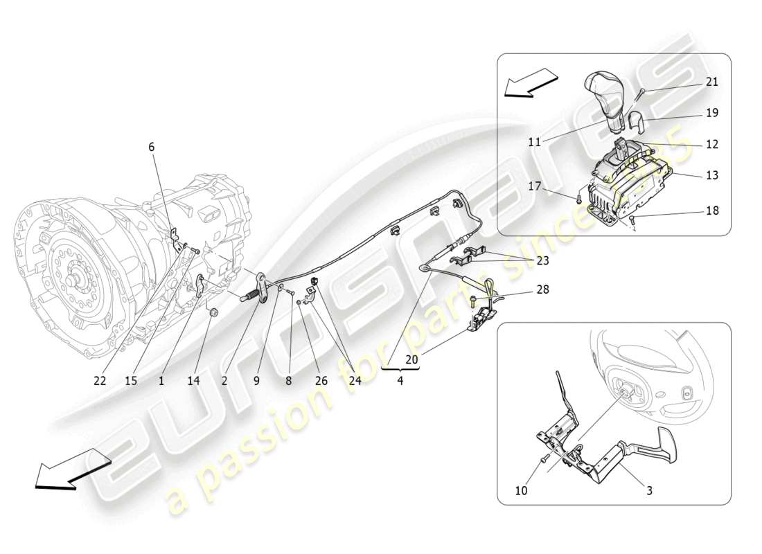 maserati levante (2017) driver controls for automatic gearbox parts diagram