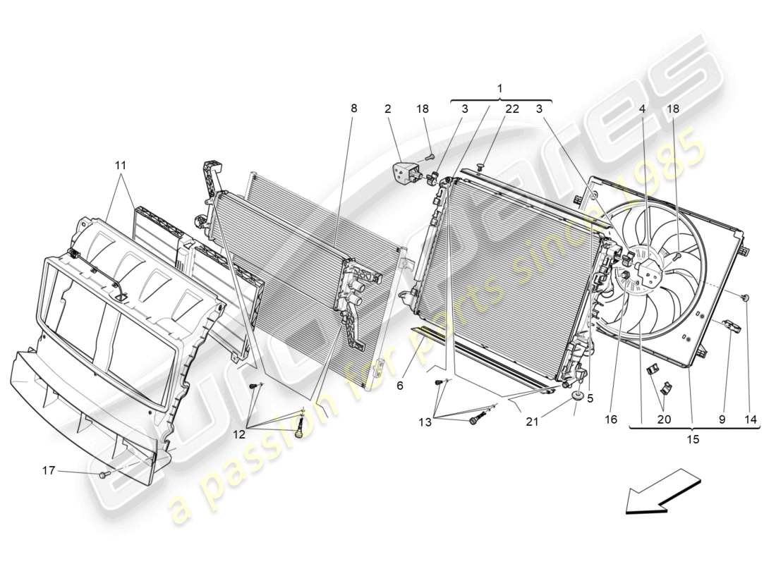 maserati levante (2020) cooling: air radiators and ducts part diagram