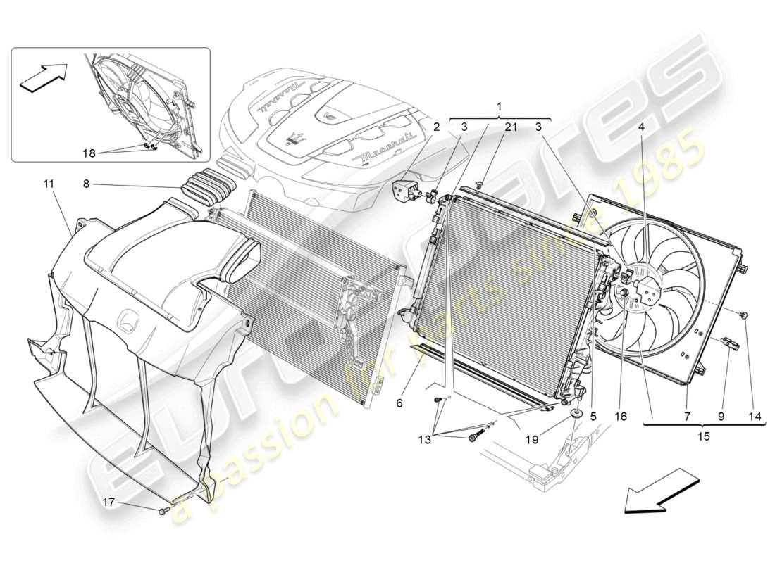 maserati ghibli (2016) cooling: air radiators and ducts part diagram