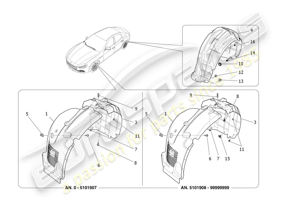 maserati ghibli (2016) wheelhouse and lids part diagram