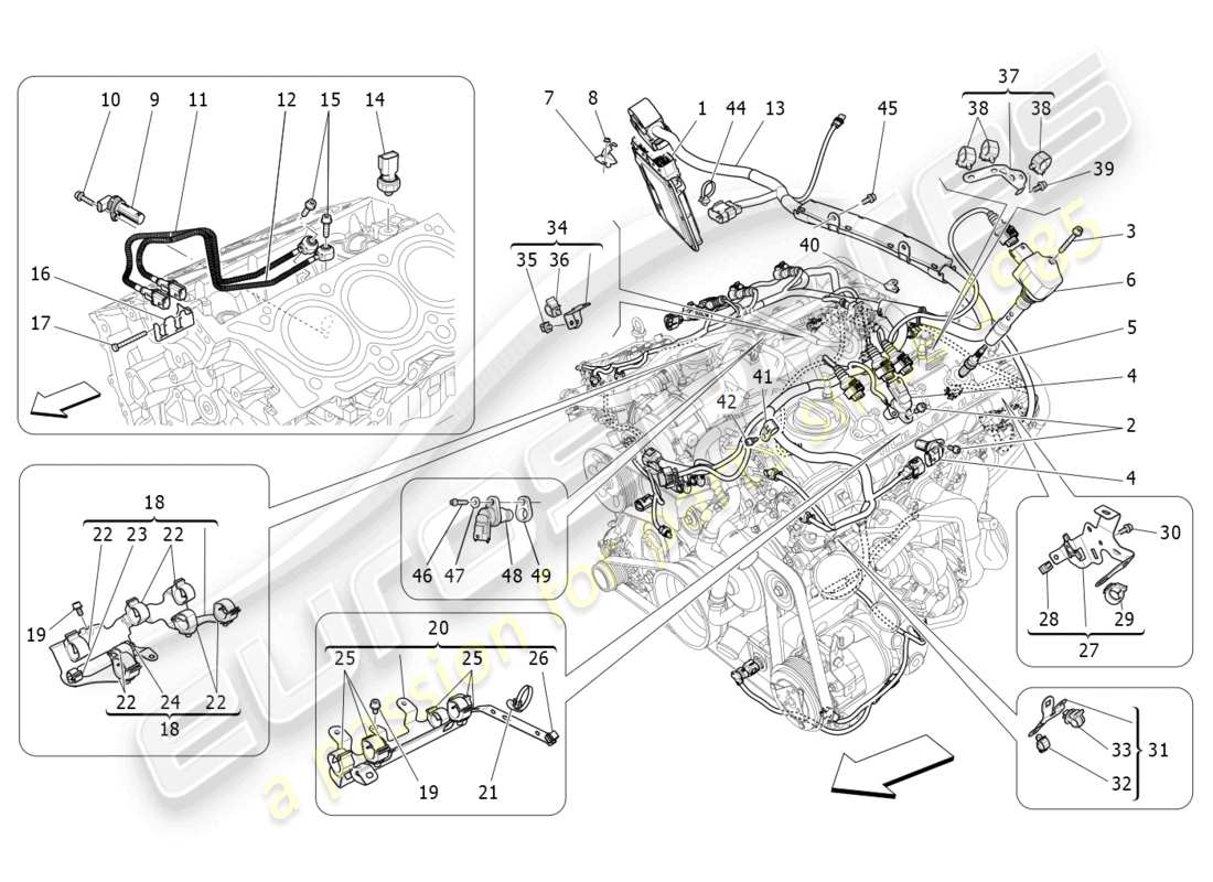 maserati ghibli (2017) electronic control: injection and engine timing control part diagram