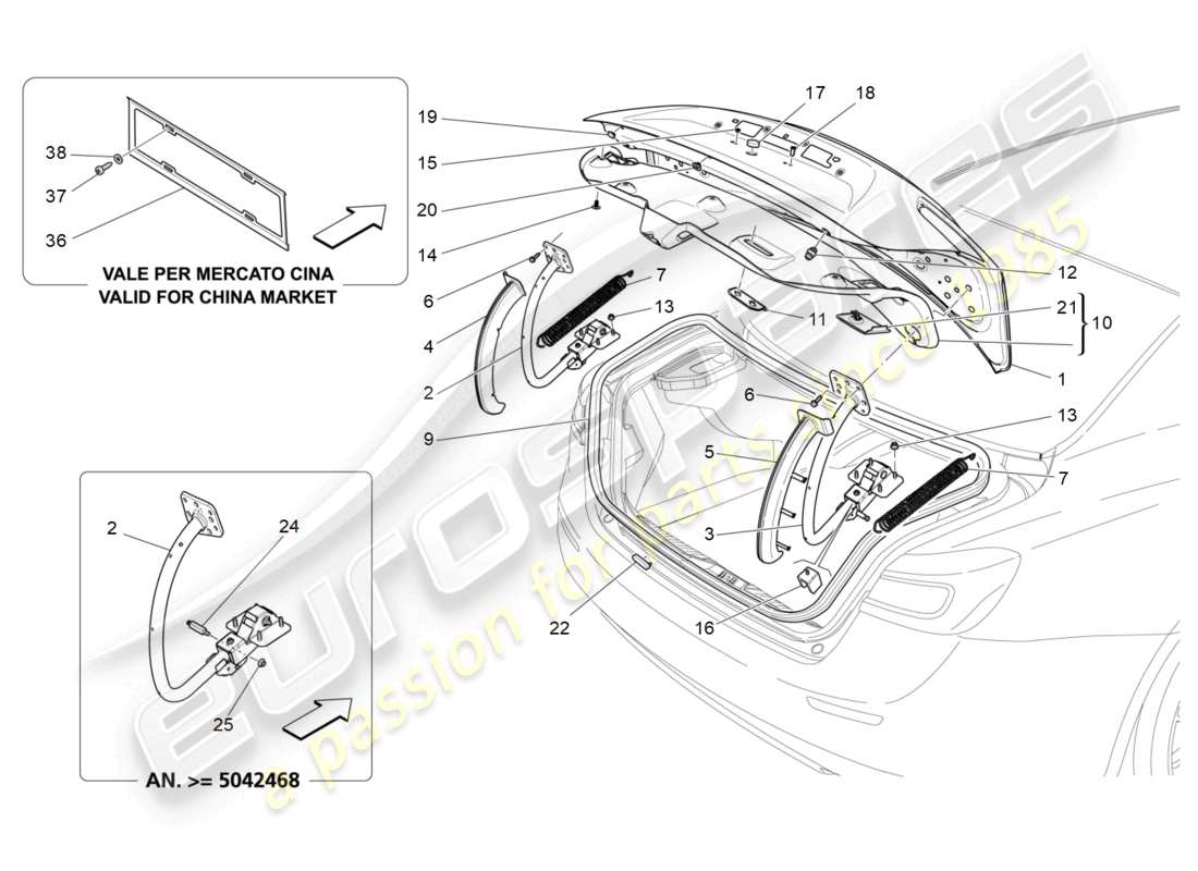 maserati ghibli (2017) rear lid part diagram