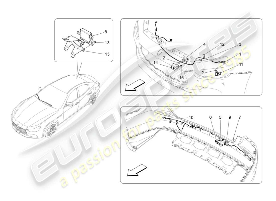 maserati ghibli (2017) parking sensors part diagram