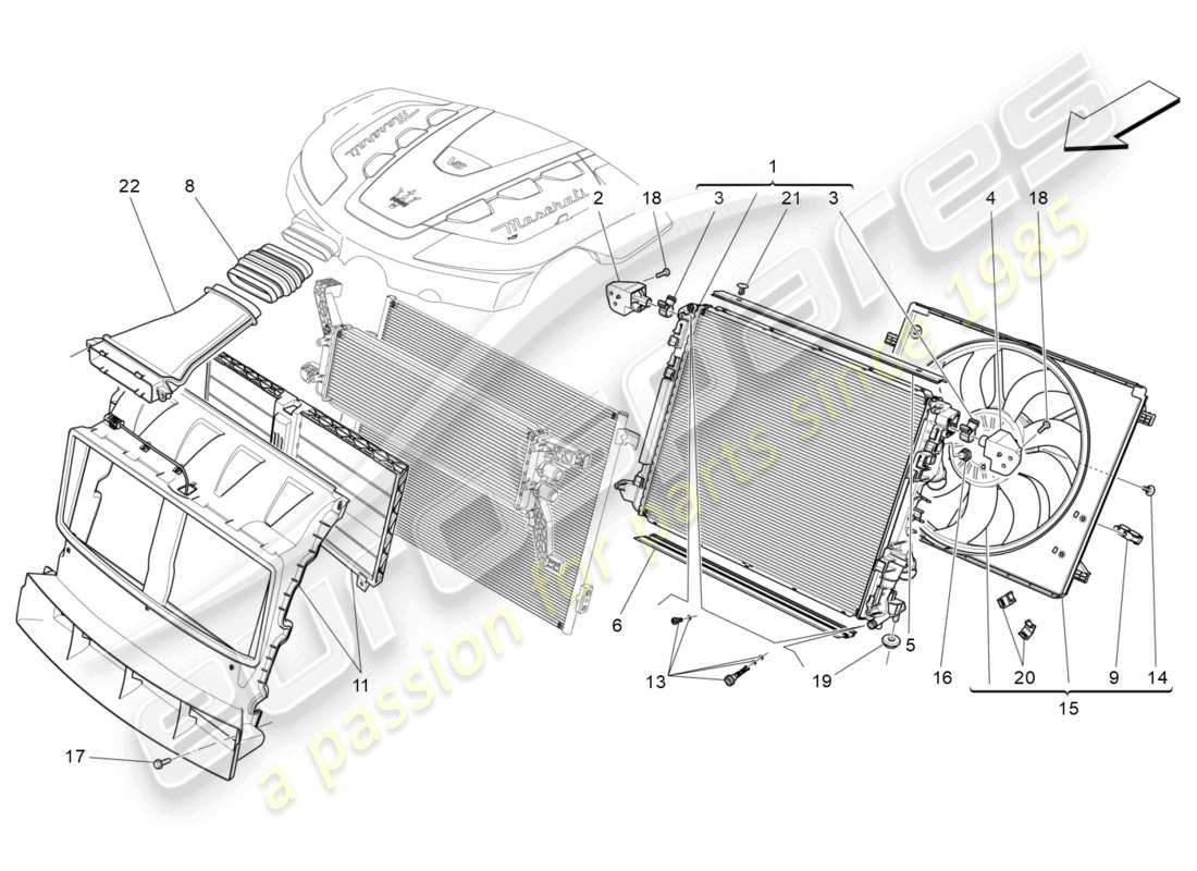 maserati levante (2017) cooling: air radiators and ducts part diagram