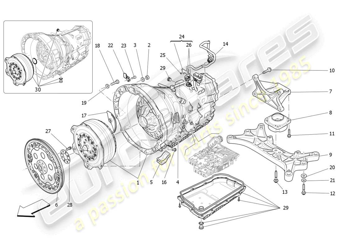 maserati ghibli (2014) gearbox housings part diagram