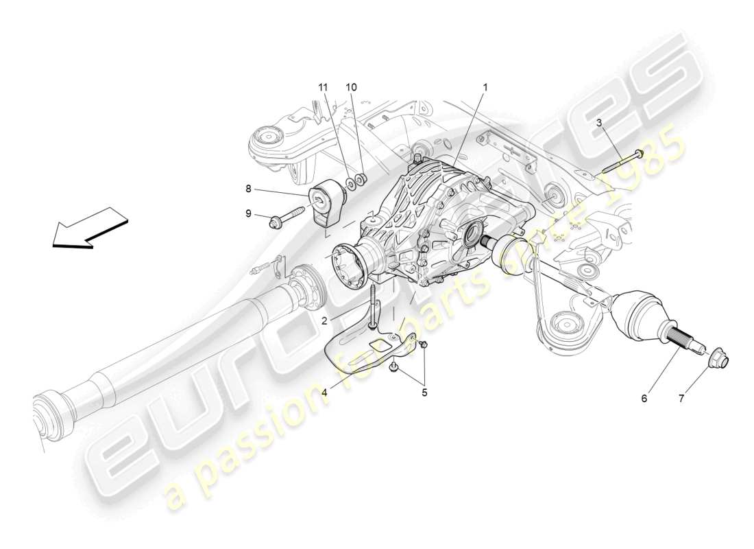 maserati ghibli (2014) differential and rear axle shafts part diagram