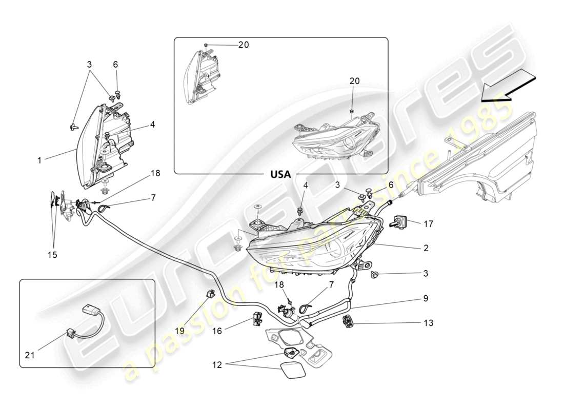 maserati ghibli (2016) headlight clusters part diagram