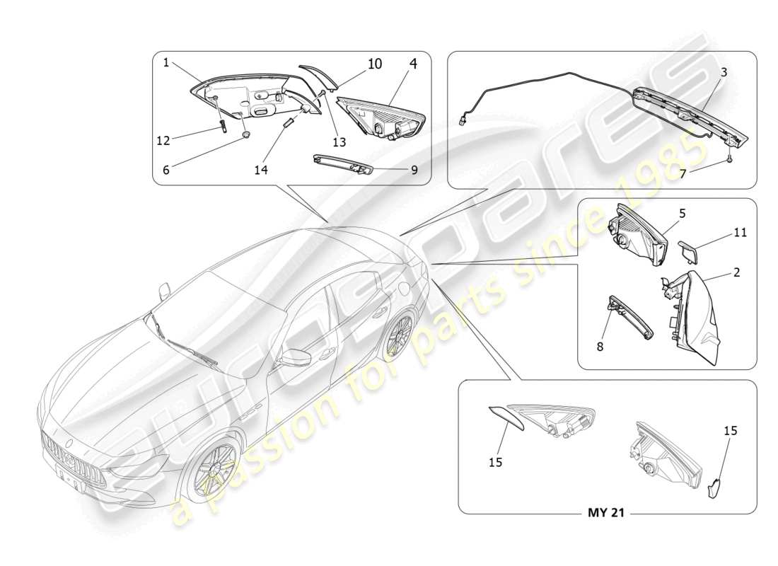 maserati ghibli (2016) taillight clusters part diagram