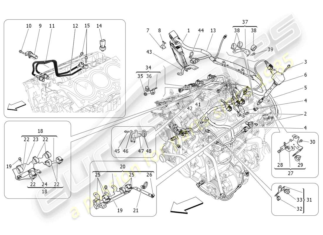 maserati levante (2020) electronic control: injection and engine timing control part diagram