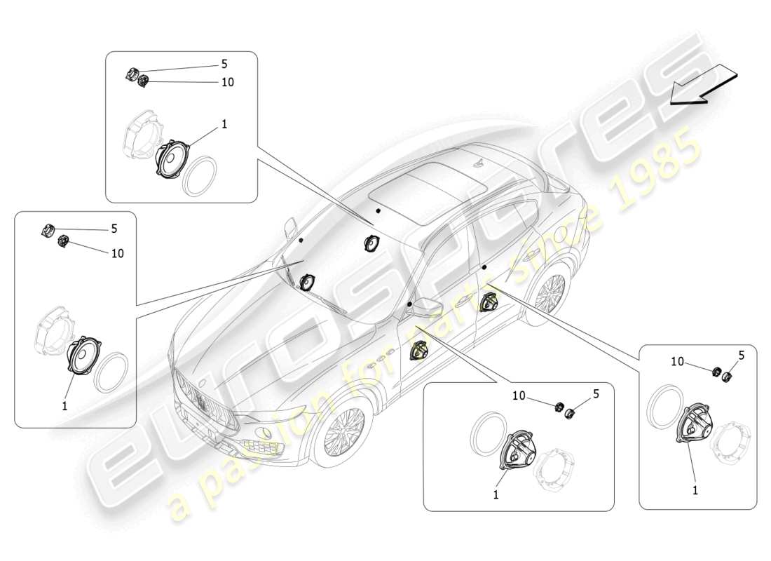 maserati levante (2020) sound diffusion system part diagram